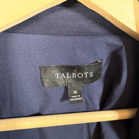 Talbots Double Breasted Blazer Jacket Size 16 Navy Blue Gold Buttons Career - Picture 3 of 10
